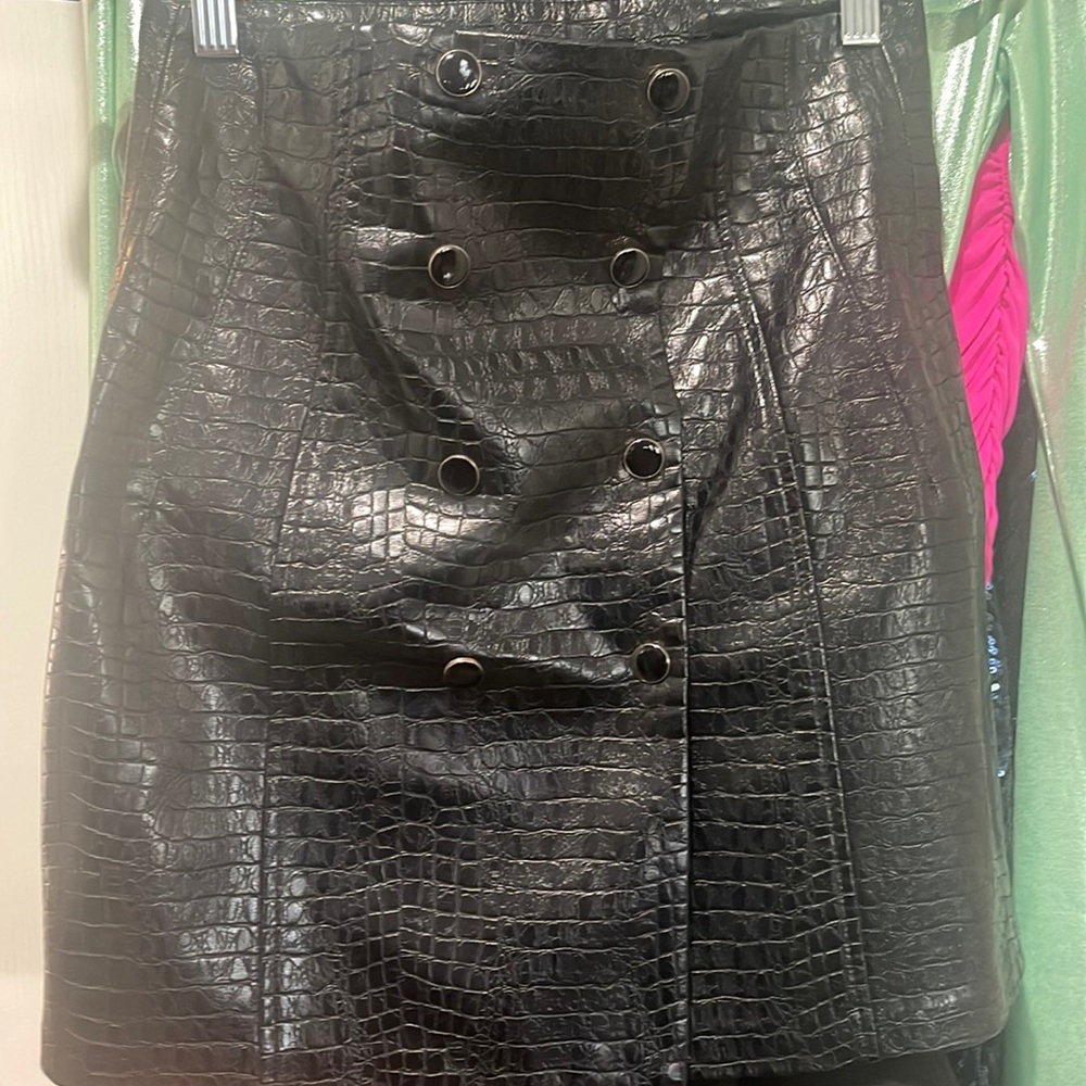 Zara Faux Crox Leather Skirt